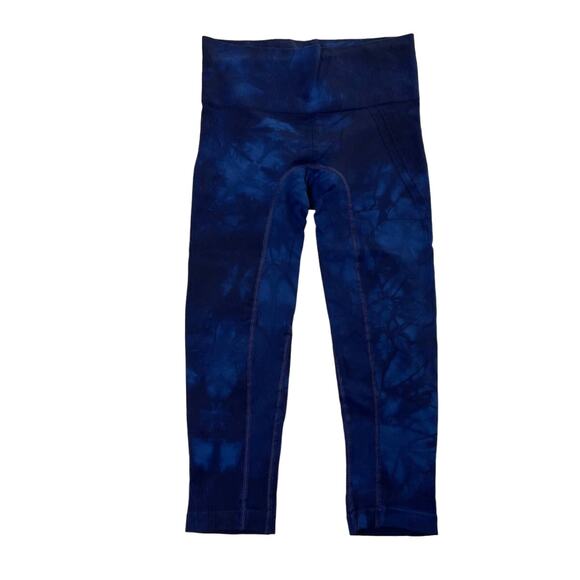 Athleta Pants - Athleta Re Charge Navy/Blue‎ Tie Dye Crop Capri Leggings Size XS Activewear